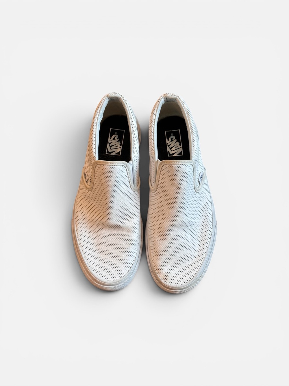 Vans White Perforated Slip-On Loafers